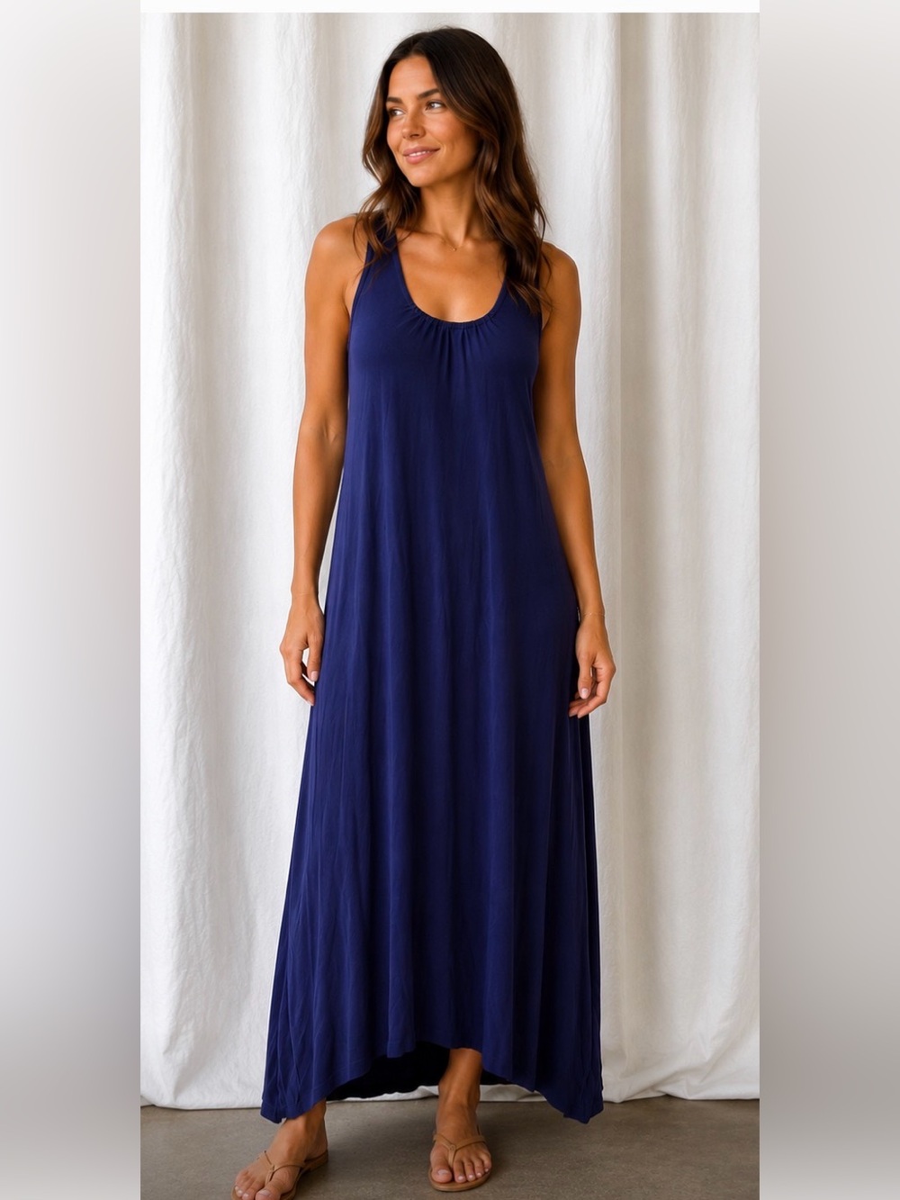 DKNY Purple Maxi Dress Twist Back Tank Dress in Deep Purple M
